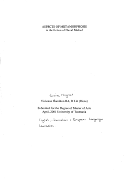 Aspects of metamorphosis in the fiction of David Malouf