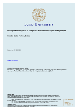 On linguistics categories as categories : The case of antonyms and