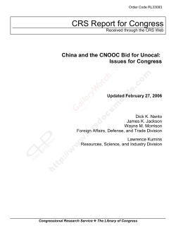 China and the CNOOC Bid for Unocal: Issues for Congress