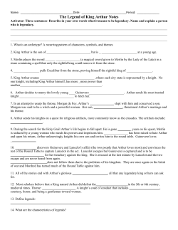The Legend of King Arthur Notes