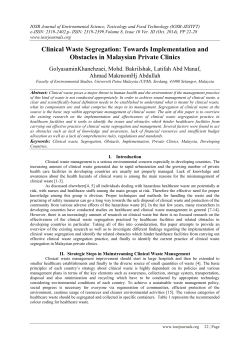 Clinical Waste Segregation: Towards Implementation and Obstacles