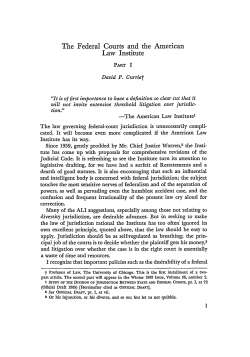 The Federal Courts and the American Law Institute: Part I