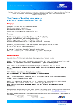 The Power of Positive Language - Brightwater Business Coaching