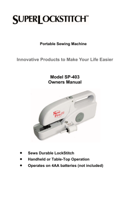 Model SP-403 Owners Manual Innovative Products to Make Your