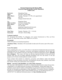 CHEN 323 - Chemical Engineering Heat Transfer Operations