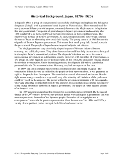 Historical Background: Japan, 1870s