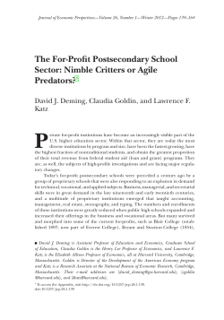The For-Profit Postsecondary School Sector