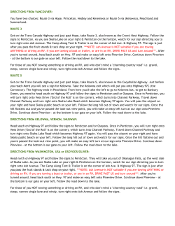 DIRECTIONS FROM VANCOUVER: You have two