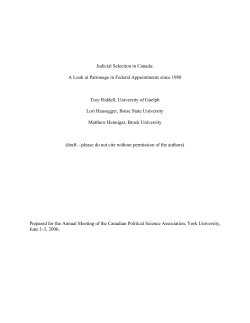 Judicial Selection in Canada: A Look at Patronage in Federal