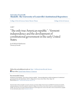 "The only true American republic" : Vermont independence