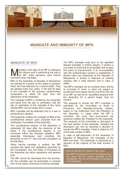 MANDATE AND IMMUNITY OF MPS