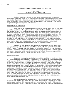 processing and storage problems of lard