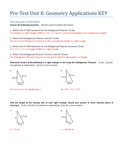 Pre-Test Unit 8: Geometry Applications KEY