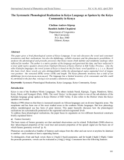 The Systematic Phonological Realization in Keiyo Language as