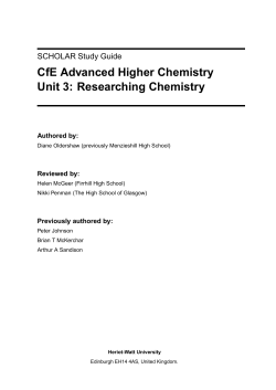 CfE Advanced Higher Chemistry Unit 3: Researching