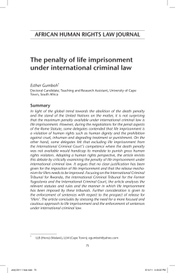 The penalty of life imprisonment under international criminal law