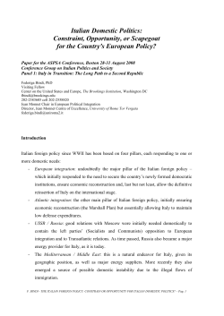 Italian Domestic Politics