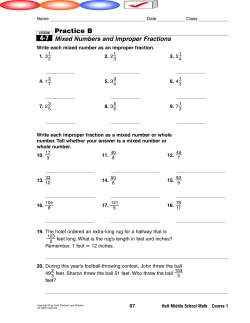 Mixed Numbers and Improper Fractions