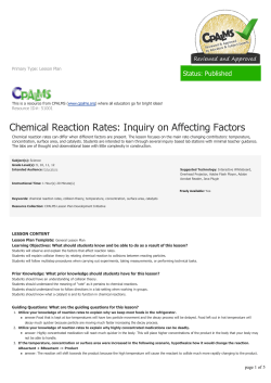 Chemical Reaction Rates: Inquiry on Affecting Factors