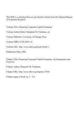 Financing Corporate Capital Formation: An Introduction and Overview
