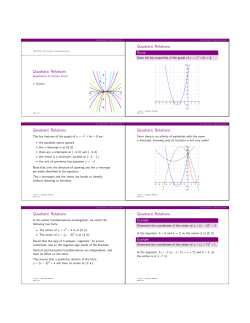 Quadratic Relations Quadratic Relations Quadratic