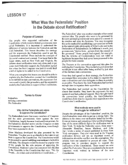 LESSON 17 What Was the Federalists` Position