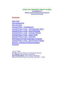 Study On Copyright Piracy In India.
