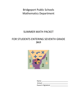 Bridgeport Public Schools Mathematics Department SUMMER