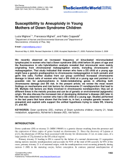 Susceptibility to Aneuploidy in Young Mothers of Down Syndrome