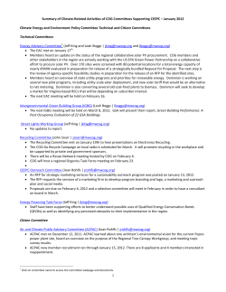Summary of Climate-Related Activities of COG Committees