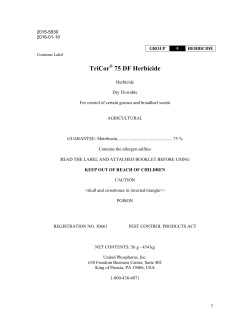 TriCor&reg; 75 DF Herbicide Label