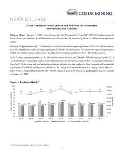 2015-01-15 Coeur Announces Fourth Quarter and