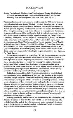 Pamela Benson, The Invention of the Renaissance Woman: The