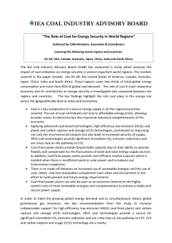 The Role of Coal for Energy Security in World Regions