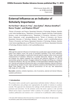 External Influence as an Indicator of Scholarly