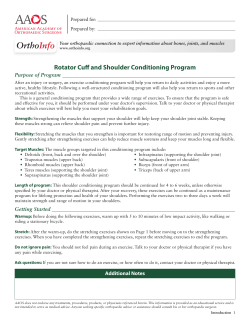 Rotator Cuff and Shoulder Conditioning Program