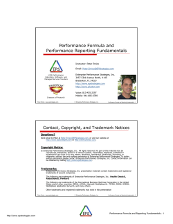 Performance Formula and Performance Reporting Fundamentals