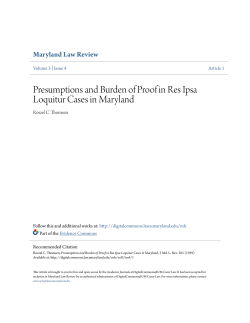 Presumptions and Burden of Proof in Res Ipsa Loquitur Cases in
