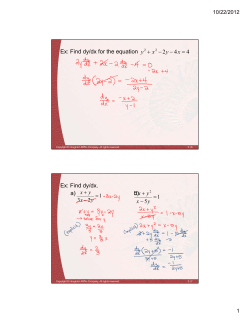 Ex: Find dy/dx for the equation y2 + x2 -2y
