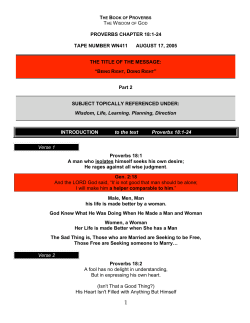 PROVERBS CHAPTER 18:1-24 TAPE NUMBER WN411 AUGUST