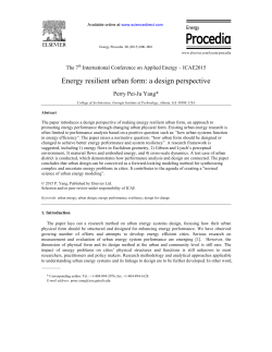 Energy resilient urban form: a design perspective - Eco