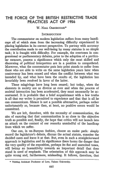 The Force of the British Restrictive Trade Practices Act of 1956