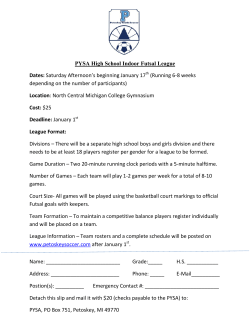 PYSA High School Indoor Futsal League Dates: Saturday