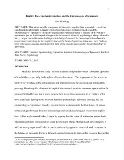 Implicit Bias, Epistemic Injustice, and the Epistemology of Ignorance