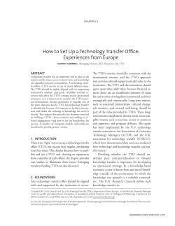 How to Set Up a Technology Transfer Office: Experiences
