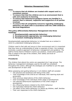 Behaviour Management Policy Aims