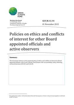 Policies on ethics and conflicts of interest for other Board appointed