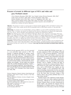 Presence of arsenic in different types of MTA and white and gray