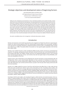 Strategic objectives and development plans of beginning farmers