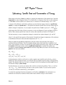 AIT Physics 1 Honors Laboratory: Specific Heat and Conservation of